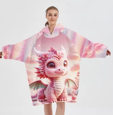 comprar Impressão de posição personalizada Anime Large Fleece Hoodie Blanket Wearable OEM online manufacture