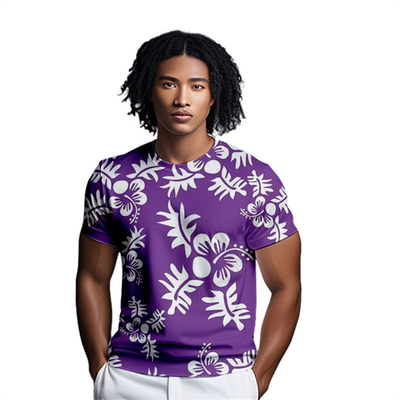 comprar T-shirt impresso digital T-shirt de manga curta versão completa Impressão atividade juventude camisa de publicidade solta 3D Top Purple online manufacture