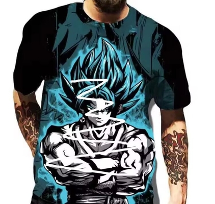 Anime Goku Sublimação T-shirts impressas Manga curta Roupas com padrão