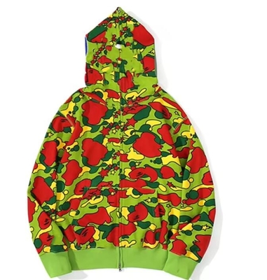 Camo personalizável Full Face Zip Up Hoodie 100% algodão Full Zip Hoodie