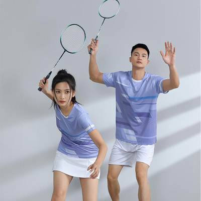 Traje desportivo Traje de treino de badminton para homens e mulheres T-shirts com impressões completas