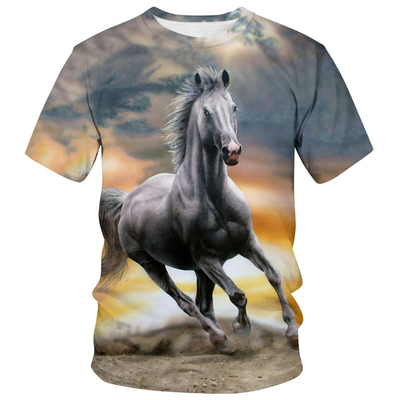 Homens Mulheres Cavalo T-shirts impressos em 3D T-shirts de pescoço