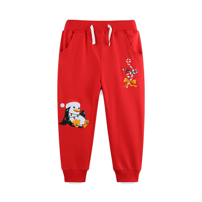 Meninas Novo Estilo Natal Calças Desportivas Infantiles Algodão de Trico Bordado Calças de Desporto Infantiles