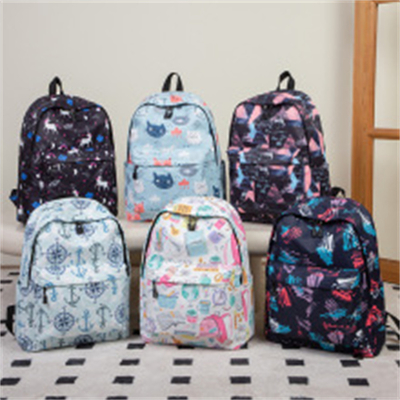 Mochila impermeável de nylon do homem Impressão clara doce Mochila escolar do estudante Mochila feminina Moda Mochila feminina