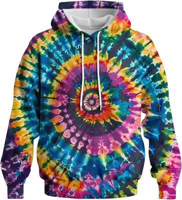 Color Rainbow Printed Hoodie Tie Dye Sweatshirt Fashion Graphic Pullover Para Homens Mulheres